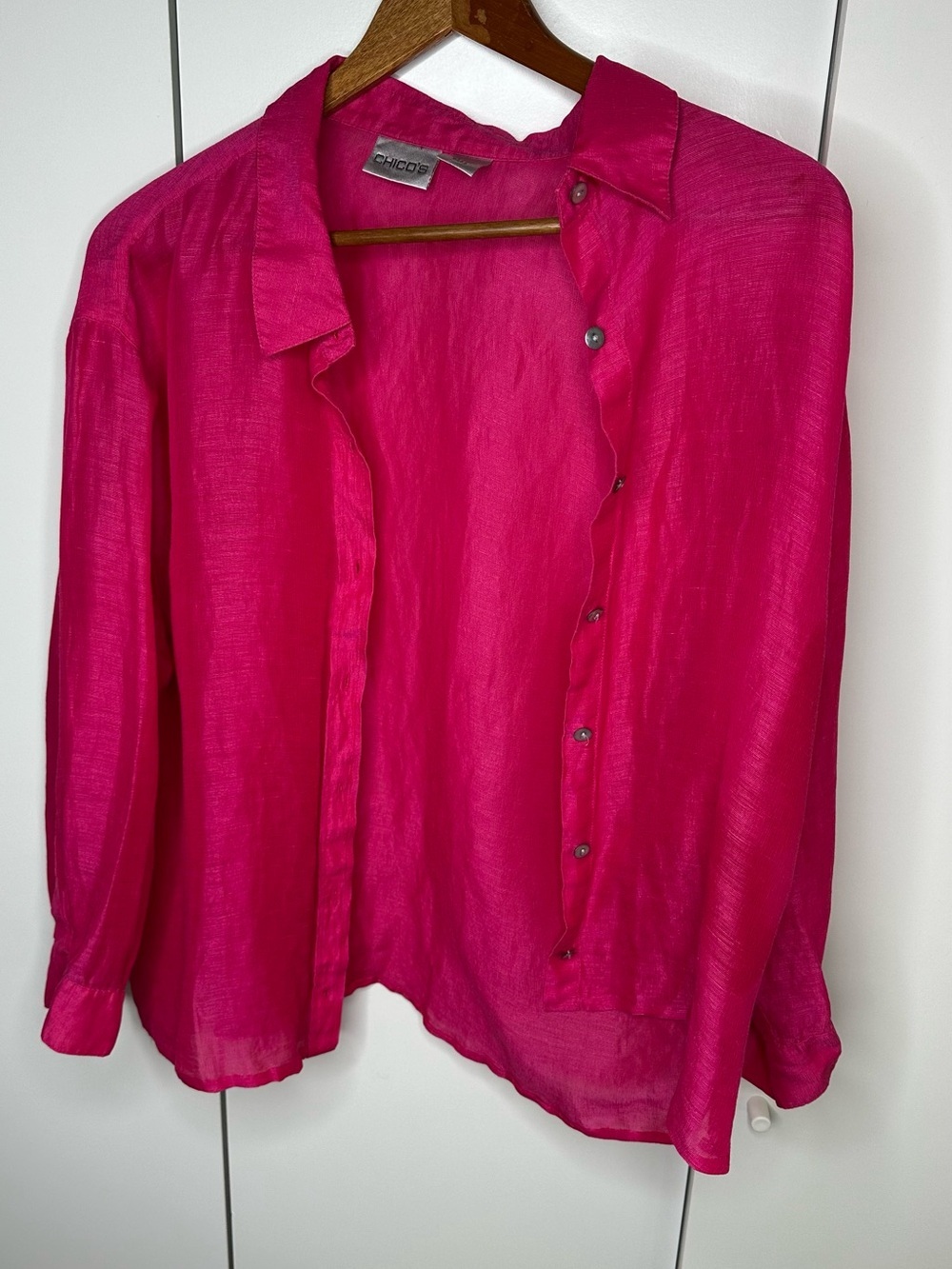 Chico’s Linen Silk Blend Down Shirt Size 3/XL - Picture 3 of 7